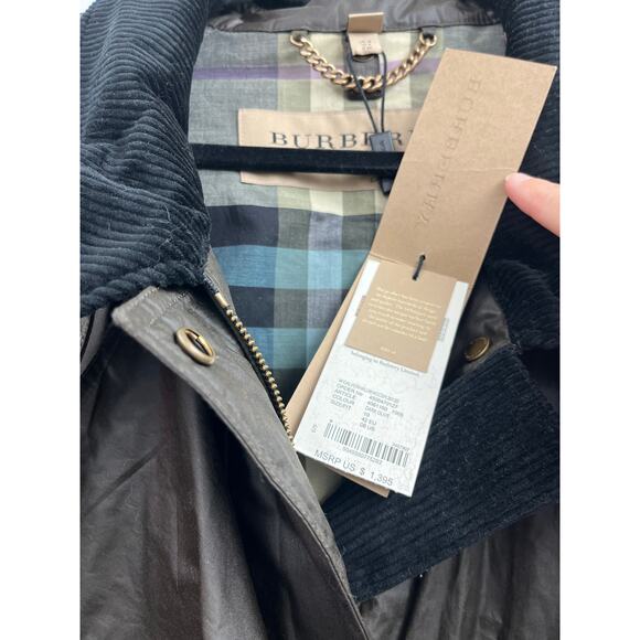 $1,395 Burberry Calver Hall Coat Dark Olive Coat w/ Black Puffy Jacket 8 US NWT - Picture 14 of 16